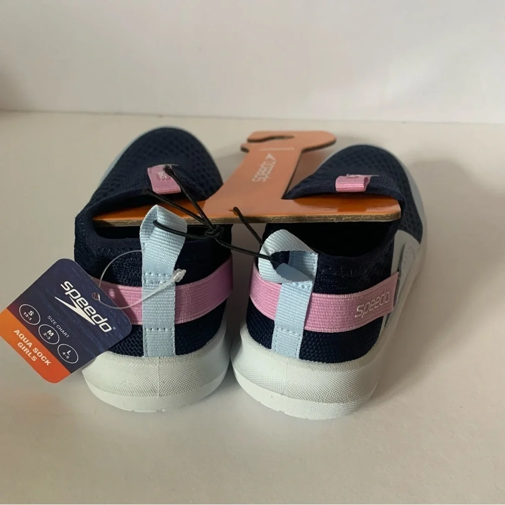 NWT. SPEEDO Kids Navy Aqua Sock Water Shoes